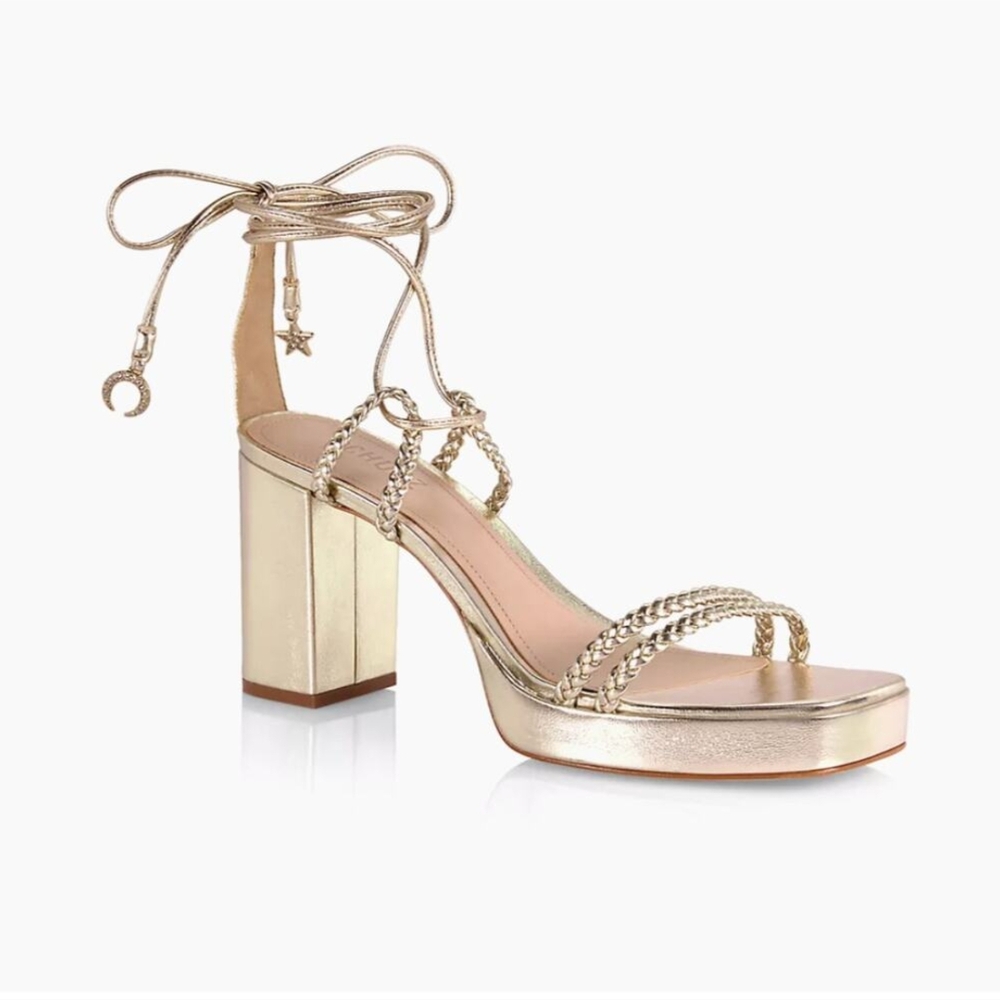 SCHUTZ Gold Block Heel Sandals